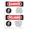 Signmission OSHA Danger, Belts And Lifelines Bilingual, 10in X 7in Rigid Plastic, 7" W, 10" H, Bilingual Spanish OS-DS-P-710-VS-1698 - alternate 1